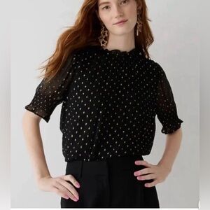 J. Crew Black and Gold Short Sleeved Top XS